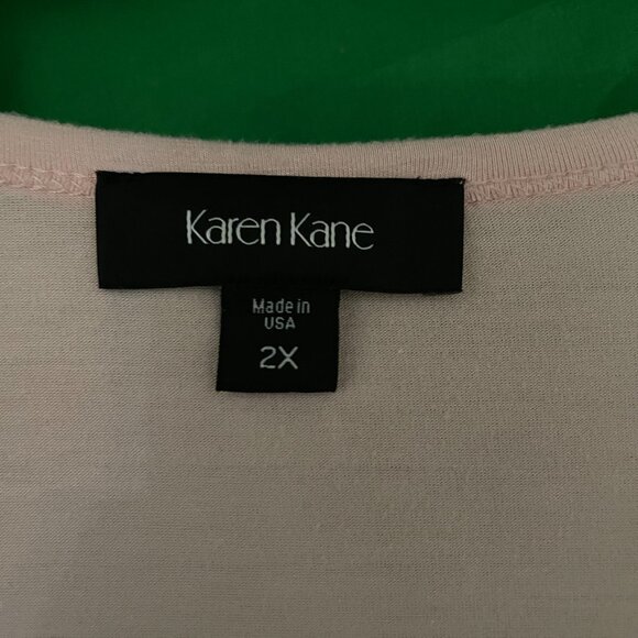 Karen Kane Ladies Fall Cream & Blue Ikat top shirt  Size 2x drape blouse - Picture 2 of 4